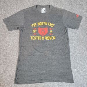 The North Face Bear Tested & Proven Logo Men Hiking T-Shirt Size S Gray Slim Fit